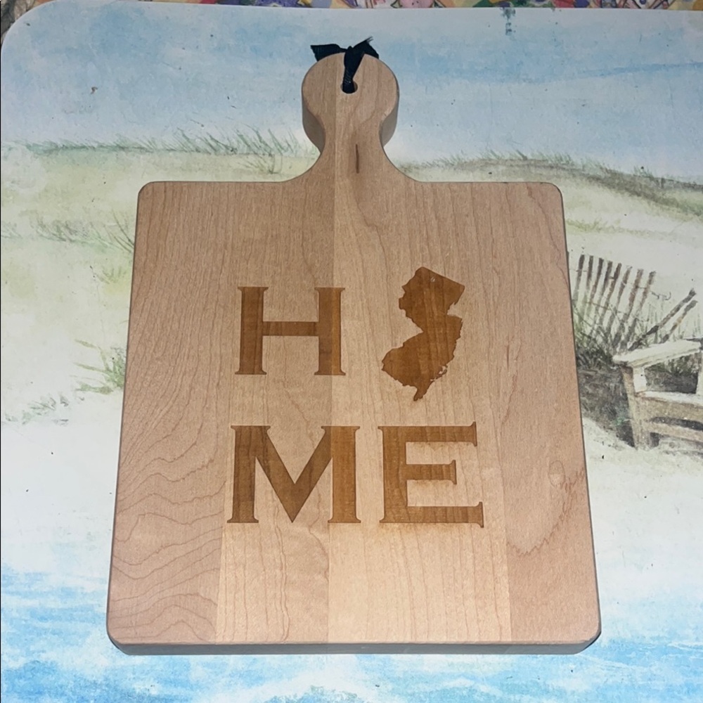 Wooden Cutting Board with New Jersey “HOME” Design